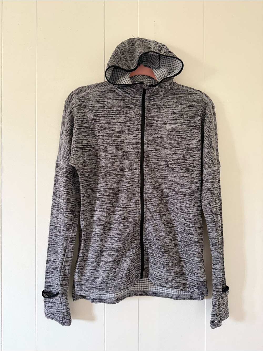 Nike Men's Heather Grey Hooded Full-Zip Sweater Jacket